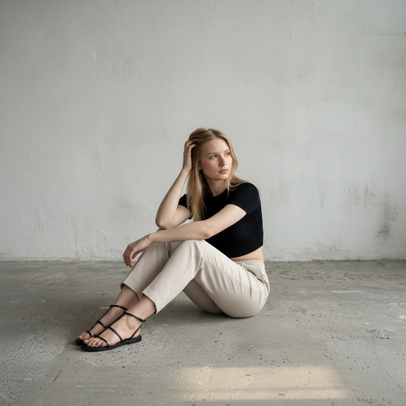 Zara High Waisted Beige Drawstring Pajama Style Ankle Pants XS - Picture 2 of 15